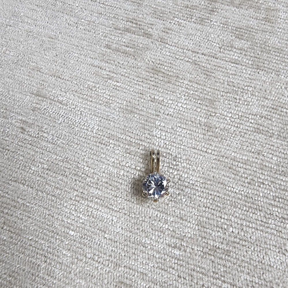 Dainty CZ Diamond Solitaire Pendant for Women 14K Gold Plated Single